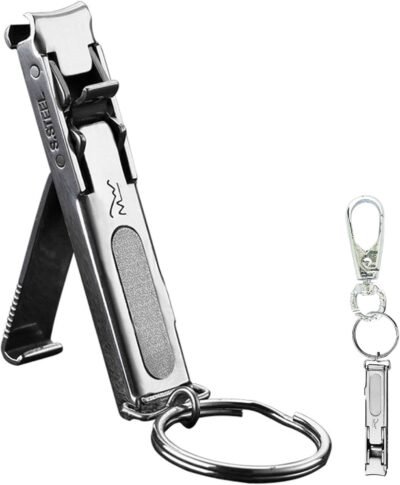 ポータブル爪切り -男性用ステンレススチール爪切り、爪やすりとキーリング付きのポータブル爪切り、ウルトラスリムトラベルデザイン折りたたみ式ネイルカッターポケットマニキュア