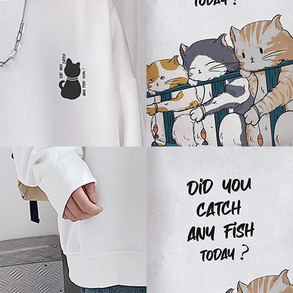 Foveitaa Men's Autumn Clothing、長袖のパーカー、Tシャツ、バックプリント、プルオーバー、汗、大きなサイズ、カジュアル、ファッショナブル、かわいい、丸い首、面白い、かわいい、ファッショナブル、3/4スリーブ、春、夏、 - 이미지 5