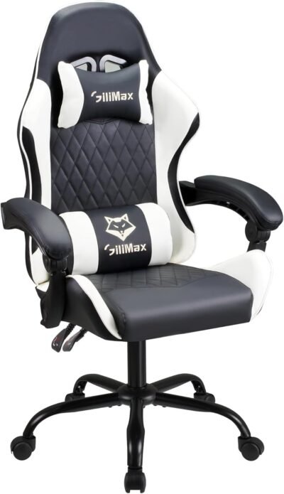 Gilimax Gaming Chair、人間工学的、135°リクライニング機能、スタッフデザイン、シートバックレスト、オフィスチェア、ゲームチェア、デスクチェア、コンピューターチェア、ハイバック、テレワークチェア、PCチェア、Armrest、