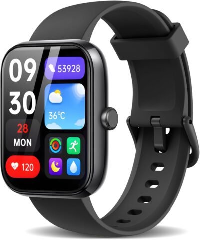 スマートウォッチ、iPhone互換＆Android互換、Bluetooth 5.3通話機能、Line/X/Gmailメッセージ通知、Alexa Voice、1.83インチの大画面、DIYダイヤル、天気予報、100+エクササイズ