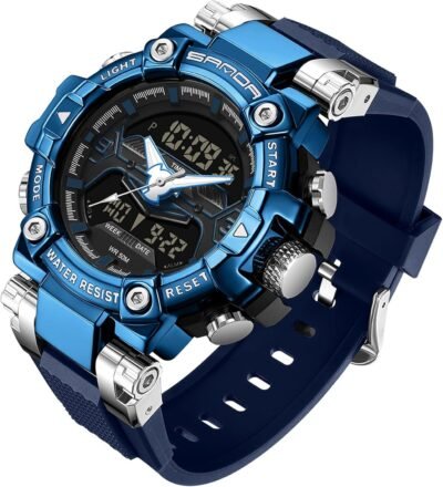 FindTime 2024 Men’s Digital Watch腕時計デュアルタイムアナログミリタリーウォッチストップウォッチウォータープルーフスポーツウォッチランニングウォッチラミナスバックライトデイアラーム取扱説明書が含まれています、モデル