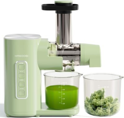 hagoogiスロージューサースロージューサーハイジュース比絞りシュートブレイクフローズンフルーツ100%コールドプレスジューサースムージー新鮮なジュースミキサー2つの速度モード