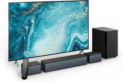 Ultimea 5.1CH TVサウンドバーPCスピーカーサブウーファー、最大出力320W、3Dサラウンド付きサブウーファー、エンハンスベース、HDMI EARC、AUX、Optical Digital、Bluetooth 5.3、D50