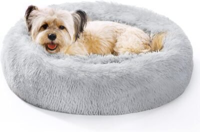 猫と小型犬用のペットベッド、クッション、ペット用品、23.6 x 23.6 x 7.9インチ(60 x 60 x 20 cm)、ライトグレー