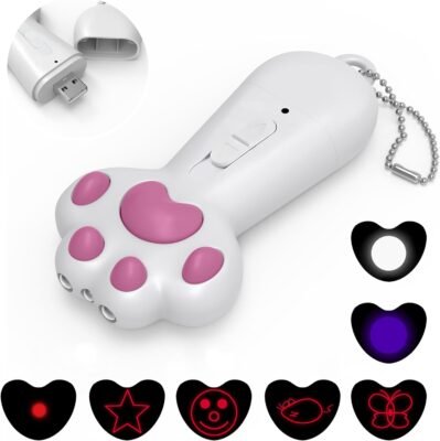 フィニゴ猫のおもちゃ、人気、エレクトリック、7インチの機能、猫の運動不足、LEDライト、USB充電式、かわいい猫の商品を排除する