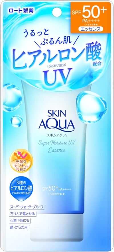スキンアクアスーパーモイスチャーエッセンス、日焼け止め、SPF50+、PA +++、2.8オンス(80 g)