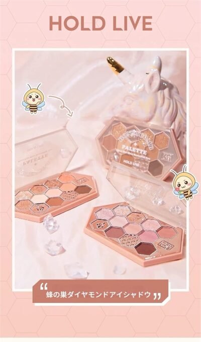 Yayamiyaかわいいビーハイブメイクアップパレット、12色のメイクアップパレット、Honeysugar Tea Powder、アイシャドウ、イン、アイシャドウブラシ、デュアル使用、防水、スウェットプルーフ、非常にカラフル、永続的なアイシャドウ、0.4オンス
