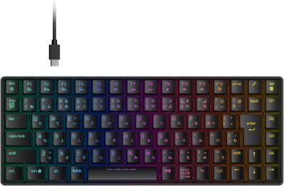 ICLEVER G05ゲームキーボード、数字キーボード、赤い軸、メカニカルキーボード、日本のレイアウト、88キー、75%サイズ、23 RGBタイプ、カスタマイズ、サイレント、ワイヤード、取り外し可能なケーブル、ゲーム/オフィス、コンピューター