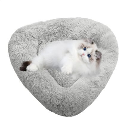 三角猫のベッド、三角猫のベッド|猫ベッドのぬいぐるみ三角形の犬猫ベッド、三角形のペット睡眠マット、洗える屋内猫家具、暖かい猫のベッド