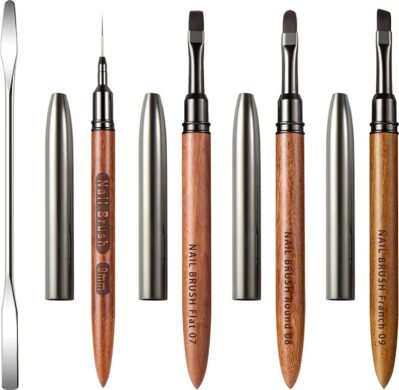キャップジェルネイルブラシ付きジャシットジェルネイルブラシセットジェルネイルブラシセット(初心者、5のセット、高品質、プロのプレミアムサロンエクスペリエンス)
