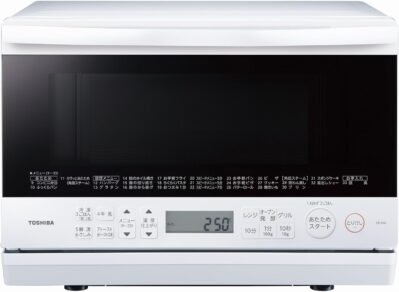 東芝ER-X60(W)蒸気オーブンレンジ、ストーンキルンオーブン、グランドホワイト、6.1ガロン(23L)、482°F(250°C)、1レベルの調理、フラットテーブル、電子レンジ、赤外線センサー、エアフライクッキング、簡単な掃除、コンパクト