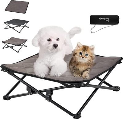 キングキャンプドッグペットベッド、犬用ベッド、ペットマット、折りたたみ可能、ポップアップ、キャンプ、脚、屋外、地面から、小さな