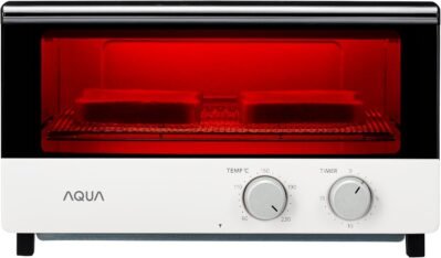 アクアトースター、2ピースベーキング(1,200 W、クォーツチューブヒーター、15分のタイマー)、トースターオーブン調整可能な温度(ソーサー付き)TA2WR、白