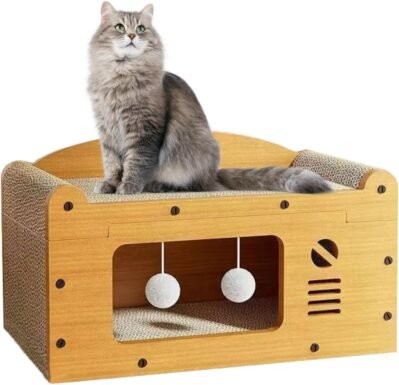 猫のクローシャープナー、猫の家、猫の家、段ボールハウス、イージーアセンブリ、段ボール、猫のベッド、通気性、ストレス緩和