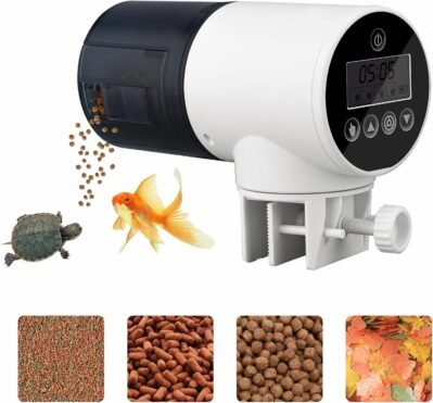 BlueFireトロピカルフィッシュ、金魚、水族館タンク、マルチステージおよびマルチスピードオートマチックフィーダー、調整可能な配給、静かな、ベイティング、ホワイト向けのブルーファイアオートフィーダーオートフィーダー