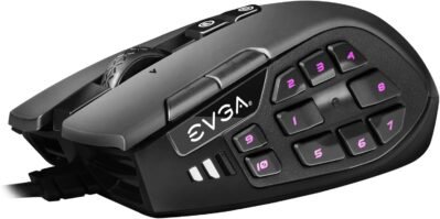 EVGA USBゲームマウスX15 MMO 8K有線ブラックカスタマイズ可能16000DPI 5プロファイル20ボタン人間工学的904-W1-15BK-KR