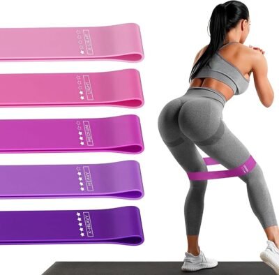 ホームフィットネス、ストレッチング、筋力トレーニング、理学療法、女性の子供向けの弾性トレーニングバンドのためのレジスタンスループエクササイズバンド、5セット5