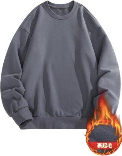 hxsonwメンズ長袖Tシャツ、長袖、大きなサイズ、フリースライン、ルーズ、プルオーバー、丸い首、トップ、カジュアル、ファッショナブル、人気、春、秋、冬の服