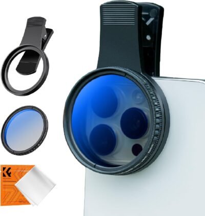K&Fコンセプトスマートフォンレンズ、CPLフィルター +スマートフォングリップ(反射を減らし、色 +撮影を改善します)、幅広い互換性、2.0インチ(52 mm)フィルター交換、スマートフォンカメラレンズ、