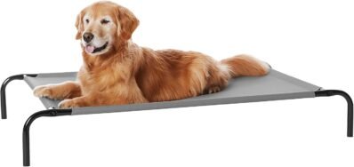Amazon Basicsペットベッド、ベッド、脚、メッシュ、51.2 x 31.1 x 7.9インチ(130 x 79 x 20 cm)、犬、猫、Lサイズ、グレー