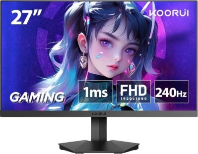 KOORUI GN02ゲームモニター、27インチモニター、フルHD VAパネル、240Hz、PCモニター、LCDディスプレイ、適応、DPX1、HDMIX2、ブルーライトカート、VESA互換、ゲームモード(FPS/RPG)、チルト調整