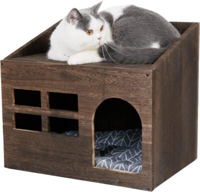 猫の家、ウッディ、猫の家、ドーム付き猫のベッド、正方形、小さな犬の家、暖かい、ペットの家、屋内、マットが含まれています。