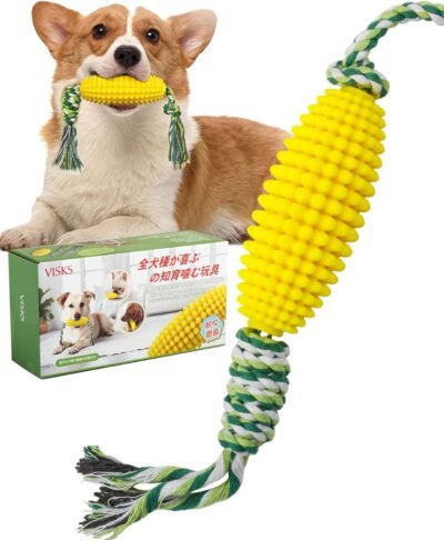 Visks Dog Toys |環境にやさしいTPR材料耐久性のある犬のおもちゃ、コーンコブ犬の噛むおもちゃ、噛む犬のタルタルチュートイ、不安や孤独を和らげるための犬の訓練のための犬の訓練玩具、犬、犬