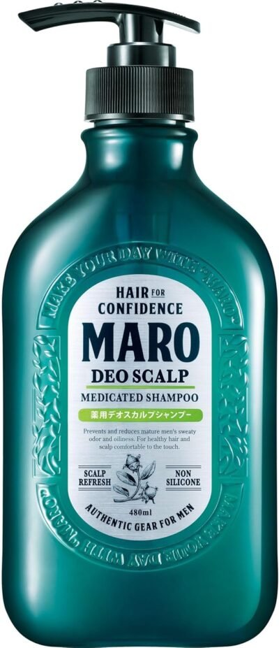 Maro Men’s Deo Scalp Shampoo、薬用、非シリコン、超厚いフォーム、16.2 fl oz(480 ml)、メインボトル、Quasi-drug