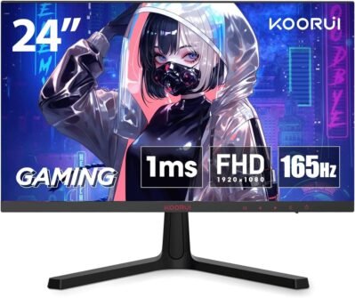 KOORUI 24 “フルHD VAマット1MS 165Hz FPS、RTS用DCI-P3、AdaptivesYncサポート、TILT調整、HDMI X2、DP、VESA、青色光削減モニター24E4