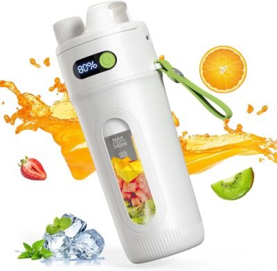 ジューサーミキサー、小、1人用11.5 fl oz(340 ml)、大容量、ポータブル、安全、スムージー、果物、野菜、氷が砕く可能性、ジュース、ヨーグルト、ベビーフード、栄養補充、マルチ使用量、