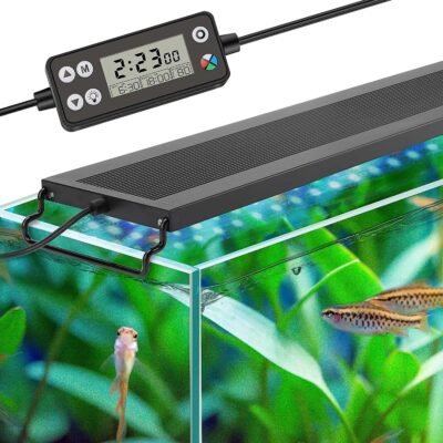 ハイガー水族館ライト、LED水族館ライト、17.7-23.6インチ(45-60 cm)、新しく開発されたDIYモード、調整可能なWRGB比、LCDディスプレイ、8色、白、赤、オレンジ、黄色、青、インディゴ、パープル