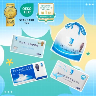 ITOプレミアムコットン100%(100枚x 3個)、シルクタッチファブリック、高品質の天然綿、スキンケアタオル、肌の綿、豪華、柔らかく、保湿、滑らかで光沢のある肌、