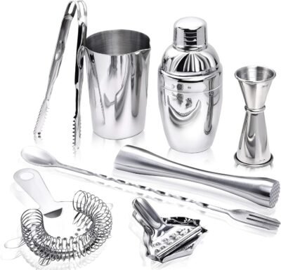 ラッキースタイル [Japan Brand] カクテルシェーカーバーテンダーカクテルセットシェーカー、1.2 fl oz（30/45 ml）、卒業、測定カップミキシング、8ピースバーセット