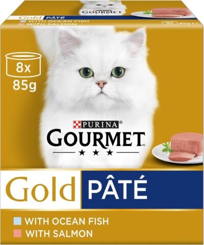 グルメゴールドシニアマウスキャットフード、サーモン、8 x 85g