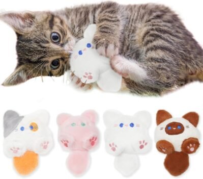 （6つのミー）猫のおもちゃ、人気の猫の遊び、噛むおもちゃ、かわいい猫のおもちゃ、運動不足、ストレス緩和（4混合色）を軽減する