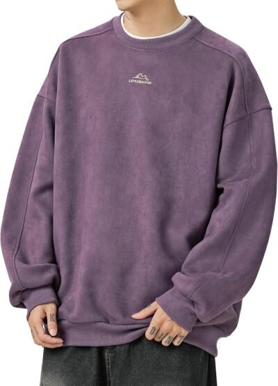 Fasshonridaメンズスウェットシャツ、スエード、長袖Tシャツ、秋の服、スウェットシャツ、プルオーバー、クイック乾燥、ストレッチトップ、人気、ファッショナブル、刺繍されたロゴ、フードなし、クール、スウェットシャツ、秋、秋、
