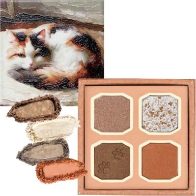 Millefee私の子猫のアイパレット（トリコロール猫と03匹の猫）、4色、アイシャドウ、キラキラ、オレンジ、茶色、メイク