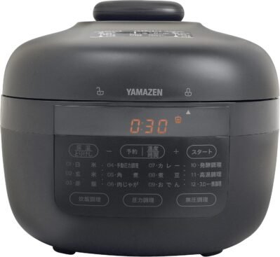 Yamazen YPCB-M220(B)電気圧力鍋、2.2 L(2.2 L)、2方向の仕様、6つの調理モード(圧力、米、発酵、水なし、ポット、ゆっくりした調理)、予約および熱保持