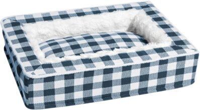スクエアペットベッド -軽量抗不安鎮静ベッド、洗える犬用ベッド | 犬用ベッド32x24x8