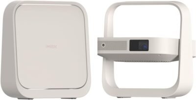Xgimi Elfin Flip Proプロジェクター、Netflix互換、1080p 400isoルーメン、モバイルプロジェクター、小規模な家庭用スタンド、統合スタンド、150°回転、ドルビーオーディオビルトインバッテリー2時間使用、オートフォーカス機能