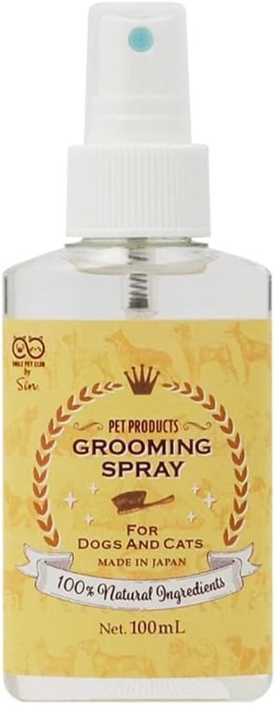 スマイルペットクラブ100％ナチュラルアディティブフリーグルーミングスプレー、3.4 fl oz（100 ml）、犬や猫用、ピルなし、防腐剤無料