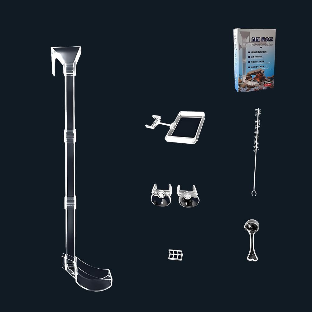Tudouzzz Fish Feederチップ、トロピカルフィッシュ用の吸引カップ付き水族館フィーダー、金魚メダリオン、透明な水族館給餌ツール、魚摂食チューブ、簡単な給餌ツール、フィッティング給餌チューブ、