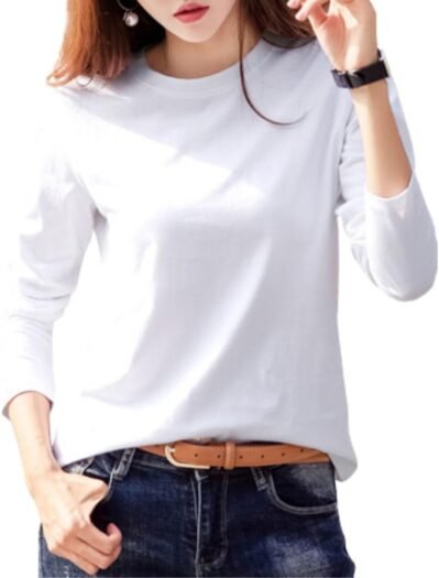 ビートトーク女性の長袖ストレッチTシャツ、長ティー、100%綿、クルーネック、M-2xl