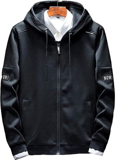Foveitaa Men’sパーカー、春の服、秋の服、ジップアップパーカー、スウェットシャツ、コート、濃厚、トップ、ソリッド、長袖、衣類、メンズ、フード付きクール、ジップアップコート、春、秋、冬
