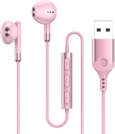 イヤホン、マイク、USB有線ヘッドセット、6.5フィート（2.3 m）、マイク付きイヤホン、コール、ボリュームコントロール、Hifiサウンド、テレワーク、ウェブ会議、ズームPC、ゲーマン、デスクトップと互換性