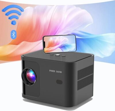 WIFI 11000LM 1080PフルHD Bluetoothプロジェクション、ビルトインスピーカー、電子台形AFプロジェクター、短距離投影、携帯電話のワイヤレス/有線接続、PC/タブレット/PS4/PS5/ゲーム