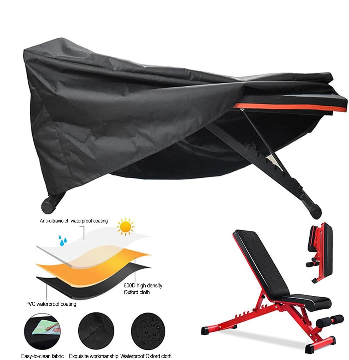 ボードカバー、ウェイトベンチカバー|ジムベンチシートウェイトカバー|ウェイトベンチ用のドローストリングを備えたフィットネスベンチプロテクター、 - 이미지 4