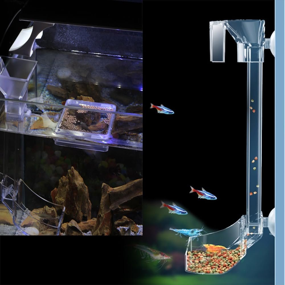 Tudouzzz Fish Feederチップ、トロピカルフィッシュ用の吸引カップ付き水族館フィーダー、金魚メダリオン、透明な水族館給餌ツール、魚摂食チューブ、簡単な給餌ツール、フィッティング給餌チューブ、 - 이미지 6