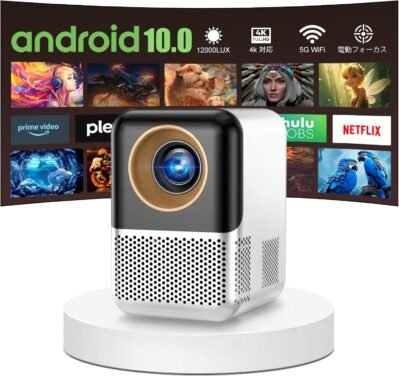 Wtonisy Miniプロジェクター、12000Lux 4K互換性、日本の取扱説明書が含まれています