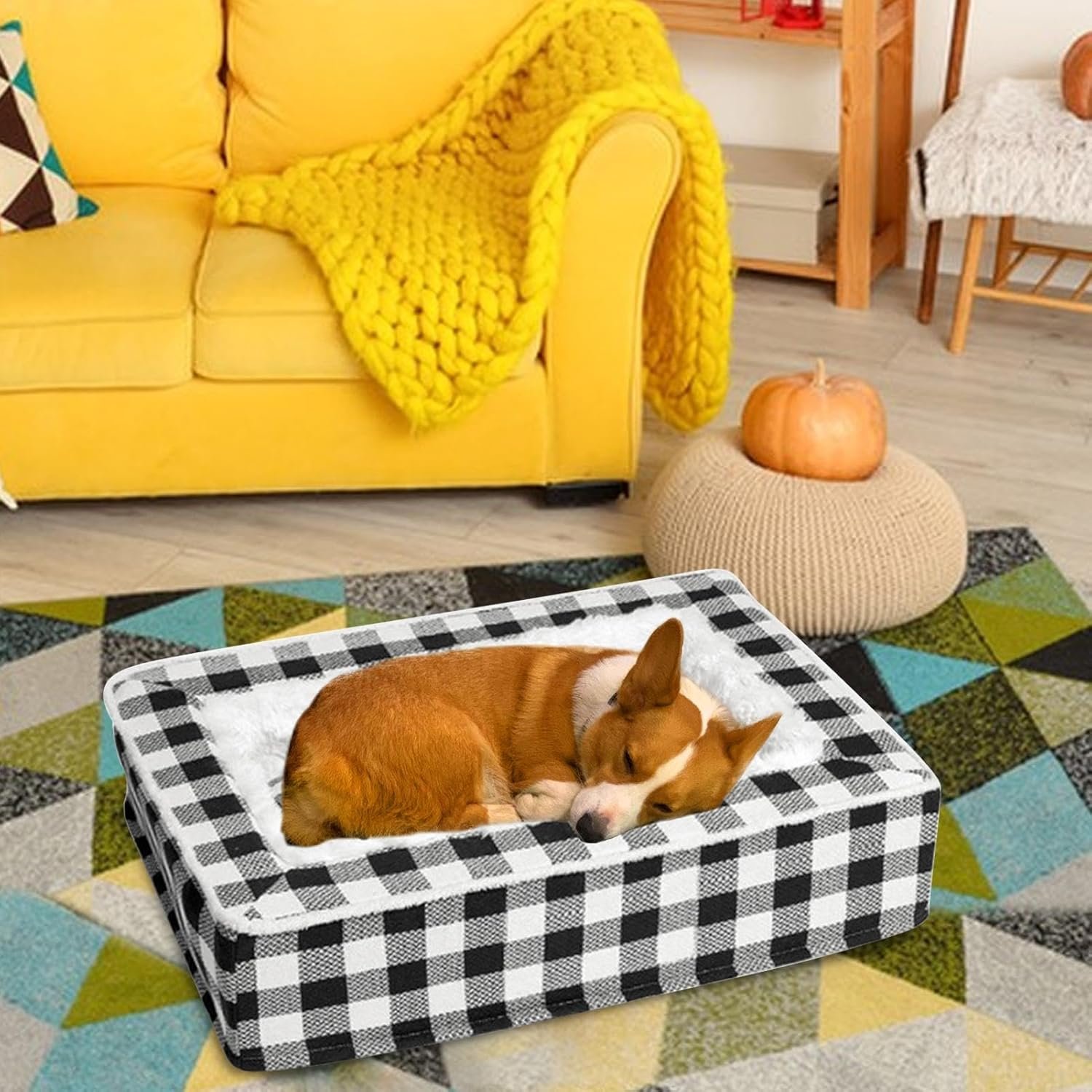 中犬、犬のベッド、家具用の犬用ベッド|ドッグベッドソフトドッグベッドタータン格子縞の犬ソファ|犬の家具、小さな、中程度、大きなペットのための取り外し可能な犬のベッド - 이미지 2